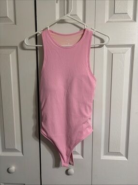 Klassy Network Light Pink Ribbed Tank Bodysuit
